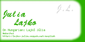 julia lajko business card